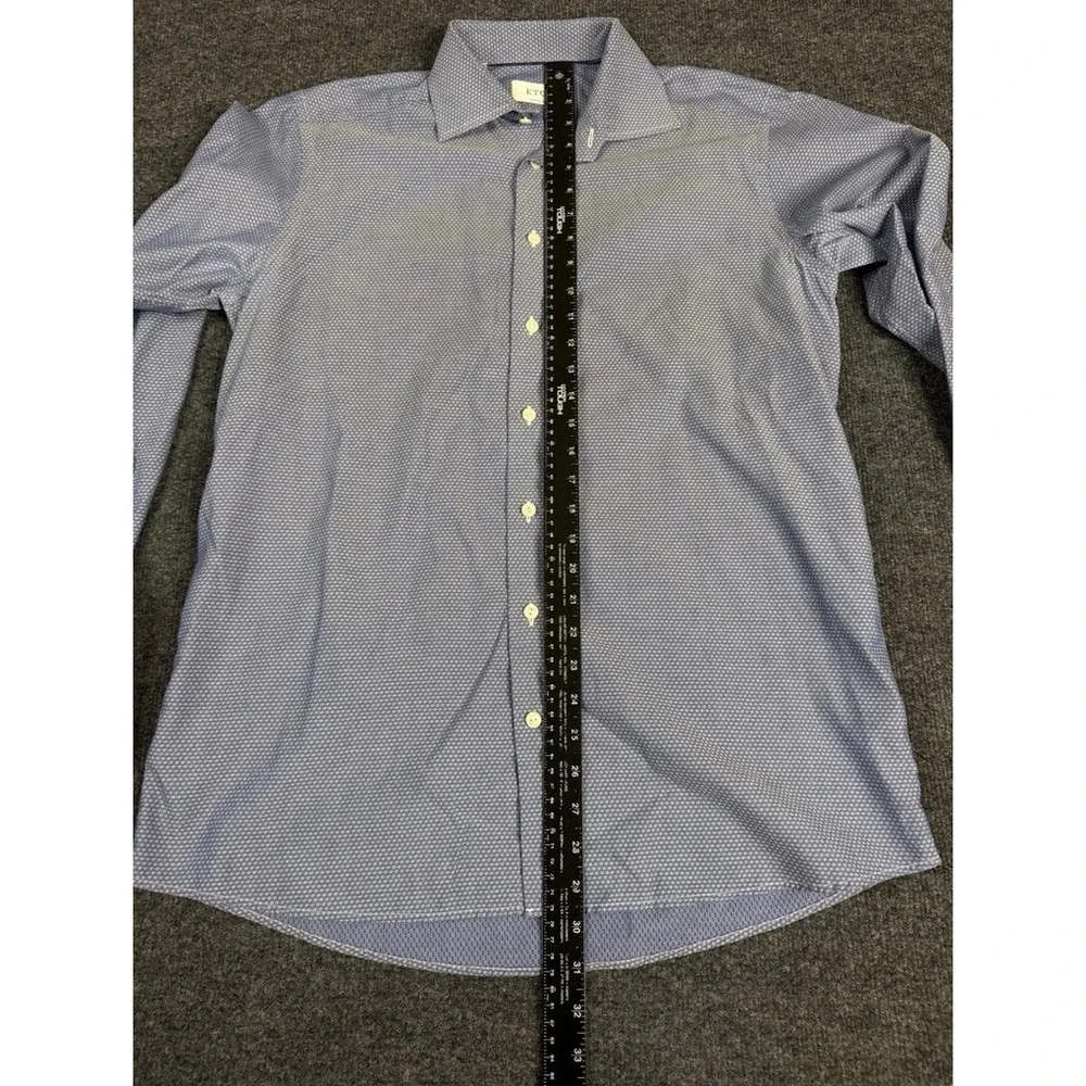 Eton Custom Made Mens Blue Geometric Diamond French Cuff Dress Shirt 16 22.5x30